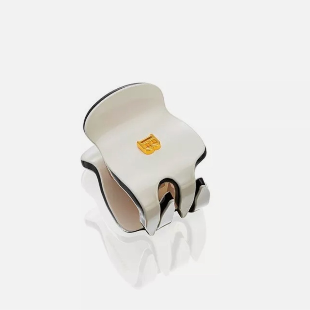 Balmain Paris Hair 18Kt Gold Plated Couture Pince a Cheveux Extra Small White
